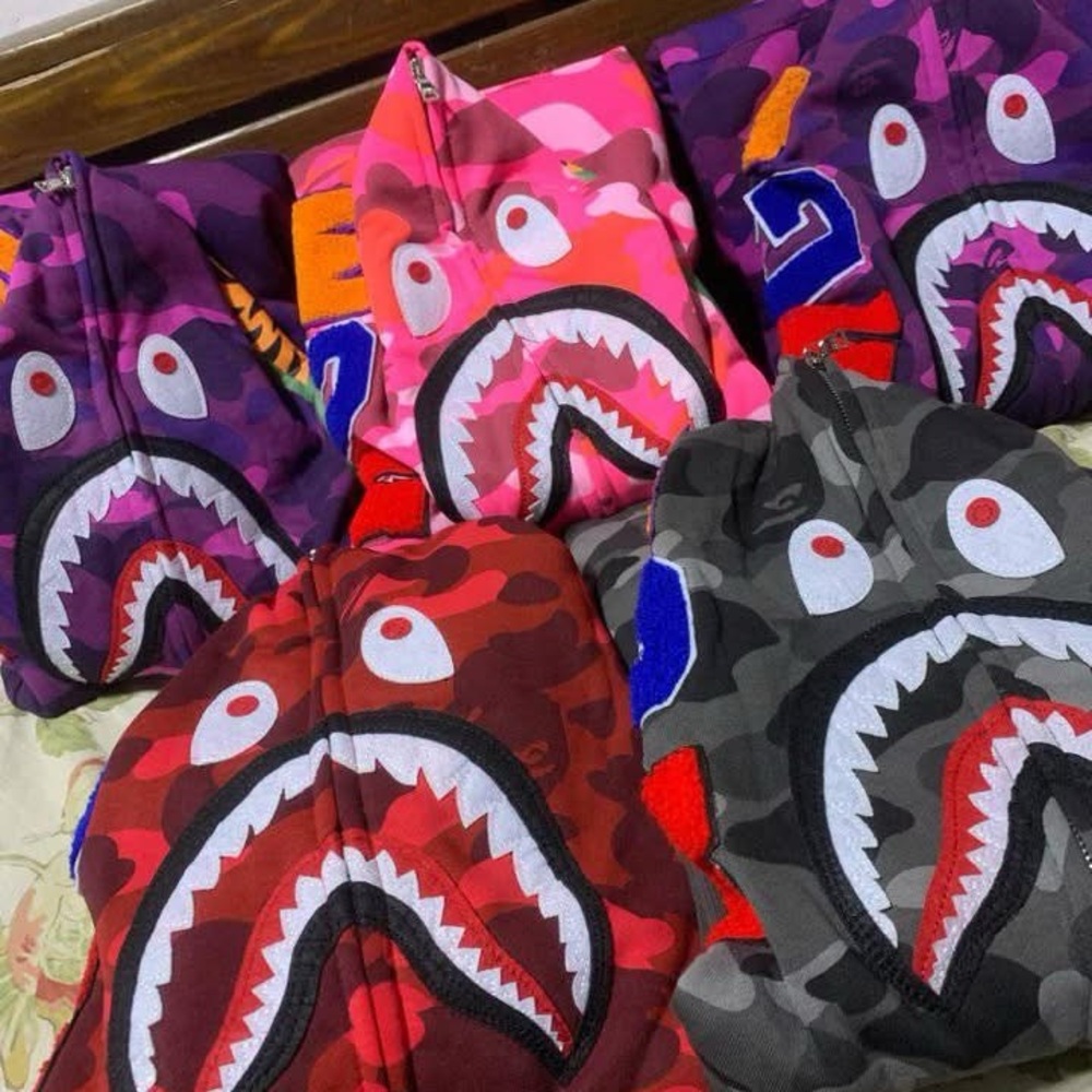 Colorful Shark Face Hoodies